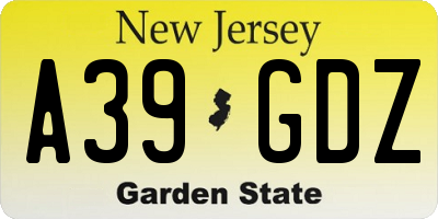 NJ license plate A39GDZ