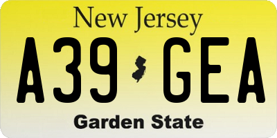 NJ license plate A39GEA