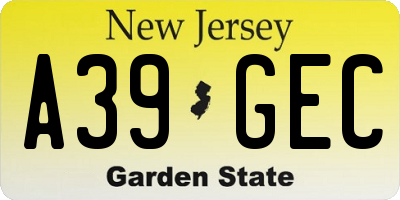 NJ license plate A39GEC