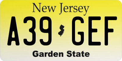 NJ license plate A39GEF