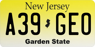 NJ license plate A39GEO