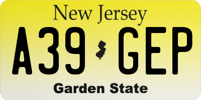 NJ license plate A39GEP