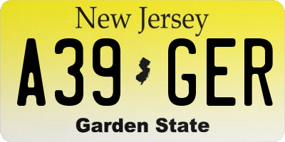 NJ license plate A39GER