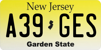 NJ license plate A39GES