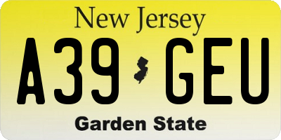 NJ license plate A39GEU