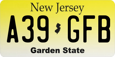 NJ license plate A39GFB