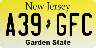 NJ license plate A39GFC