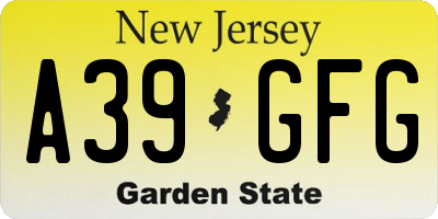 NJ license plate A39GFG