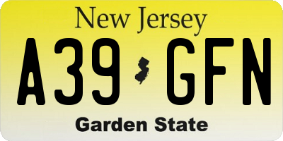 NJ license plate A39GFN