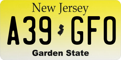 NJ license plate A39GFO