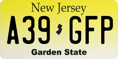 NJ license plate A39GFP