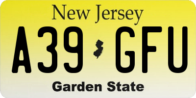 NJ license plate A39GFU