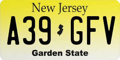 NJ license plate A39GFV