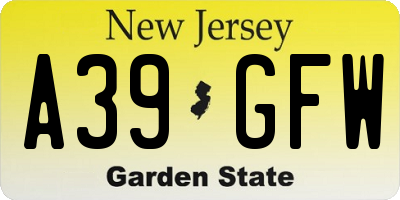 NJ license plate A39GFW