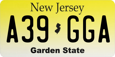 NJ license plate A39GGA
