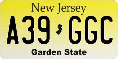 NJ license plate A39GGC