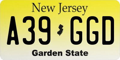 NJ license plate A39GGD