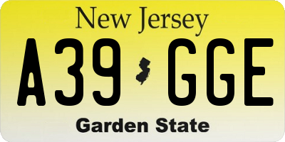 NJ license plate A39GGE