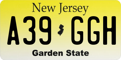 NJ license plate A39GGH