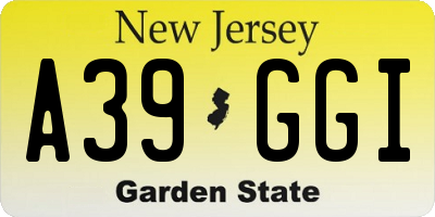 NJ license plate A39GGI