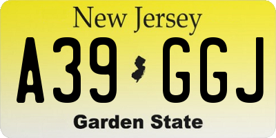 NJ license plate A39GGJ