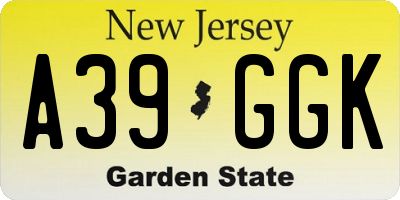 NJ license plate A39GGK