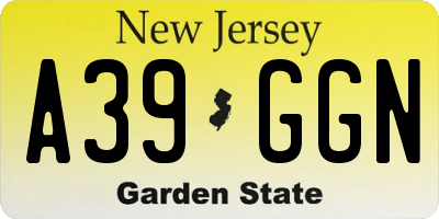 NJ license plate A39GGN