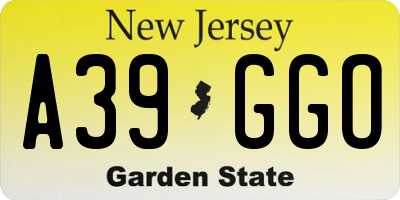 NJ license plate A39GGO