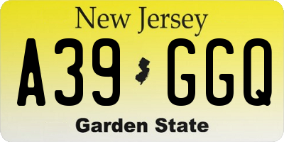 NJ license plate A39GGQ