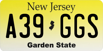 NJ license plate A39GGS