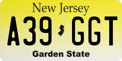 NJ license plate A39GGT