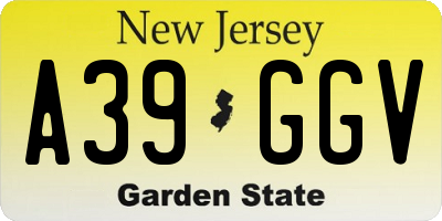 NJ license plate A39GGV
