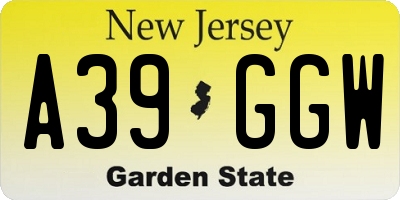 NJ license plate A39GGW