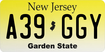 NJ license plate A39GGY