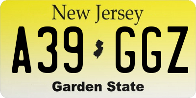 NJ license plate A39GGZ