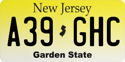 NJ license plate A39GHC