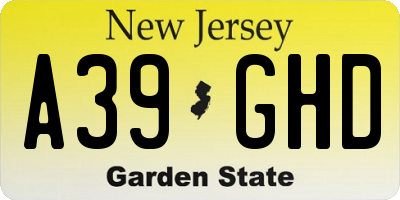 NJ license plate A39GHD