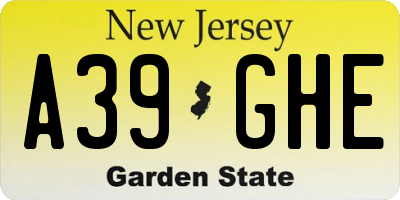 NJ license plate A39GHE