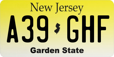 NJ license plate A39GHF