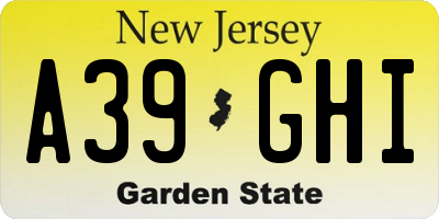 NJ license plate A39GHI