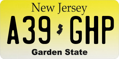 NJ license plate A39GHP