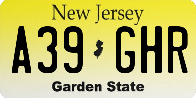 NJ license plate A39GHR