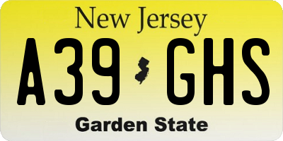NJ license plate A39GHS
