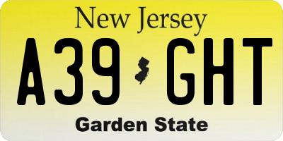 NJ license plate A39GHT