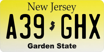 NJ license plate A39GHX