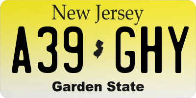 NJ license plate A39GHY