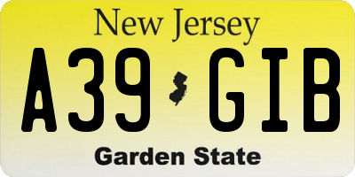 NJ license plate A39GIB