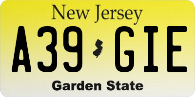 NJ license plate A39GIE