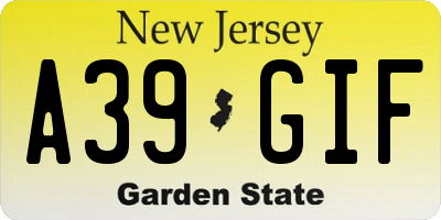 NJ license plate A39GIF