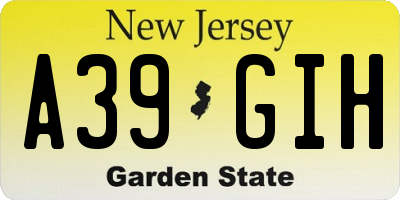 NJ license plate A39GIH